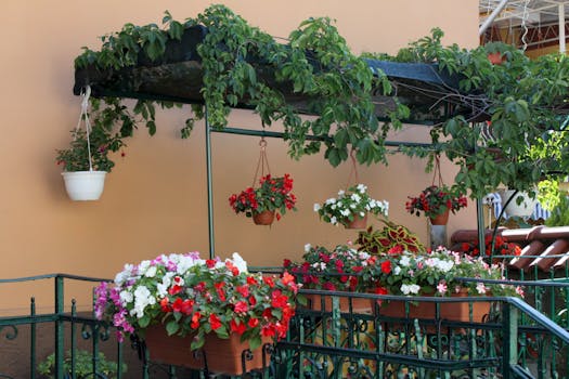 colorful pots on a balcony