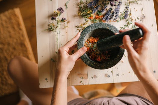 colorful pots with herbs and flowers