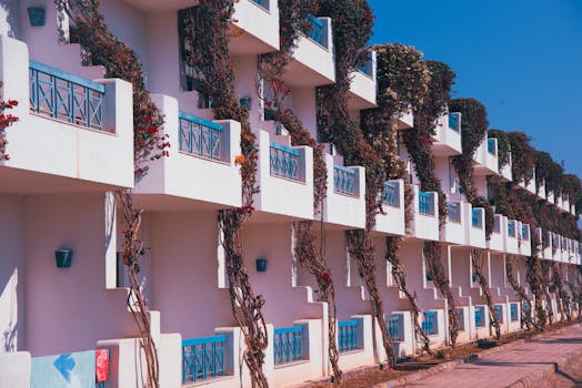 colorful urban garden on a balcony