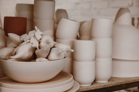 stacked pots on a balcony